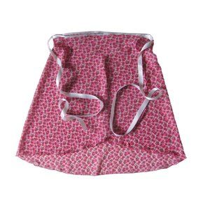 White Pink Ditzy Floral Wrap Ballet Dance Skirt Small Medium High Low USA Made